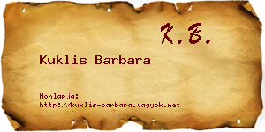 Kuklis Barbara névjegykártya